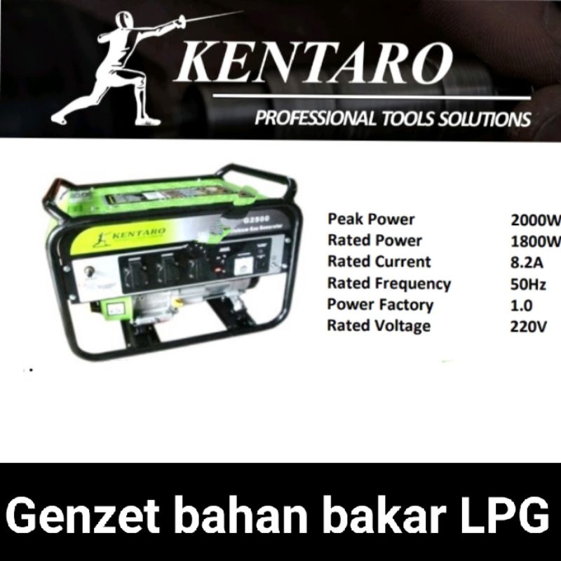 genzet SLPG 2500 bahan bakar LPG kentaro Japan quality
