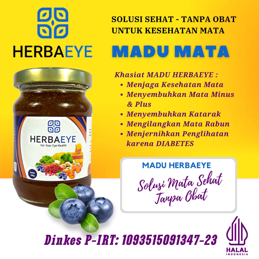 

MADU MATA HERBAEYE MADU Bilberry Adawiyah Original - MADU Bilberry Adawiyah Asli - Vitamin Mata Herbal - Suplemen Mata Alami - Obat Mata Katarak - Obat mata minus silinder dan glaukoma MADU HERBAEYE