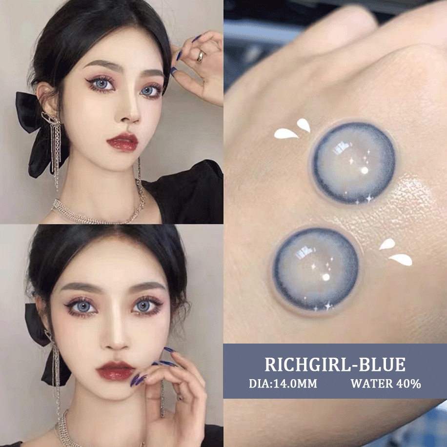 【COD】 DIAMOND SOFTLENS  BIG EYE Soft Colored Contact lens Yearly Use Ensa Mata Soflen Mata Brightsoftlens soflens Mata Kore/import korea softlens-RICHGIR-BLUE