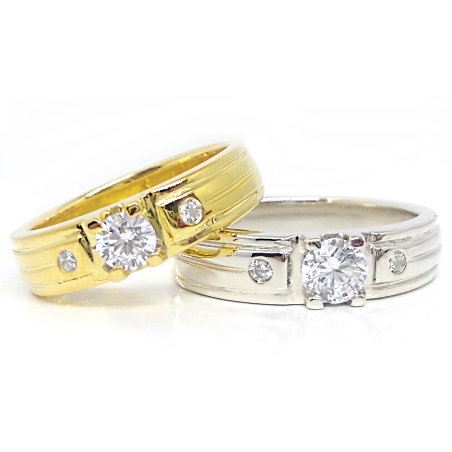 Cincin Nikah Couple Emas Kuning 12K Platinum 2.4K Asli Gratis Ukir Nama A213