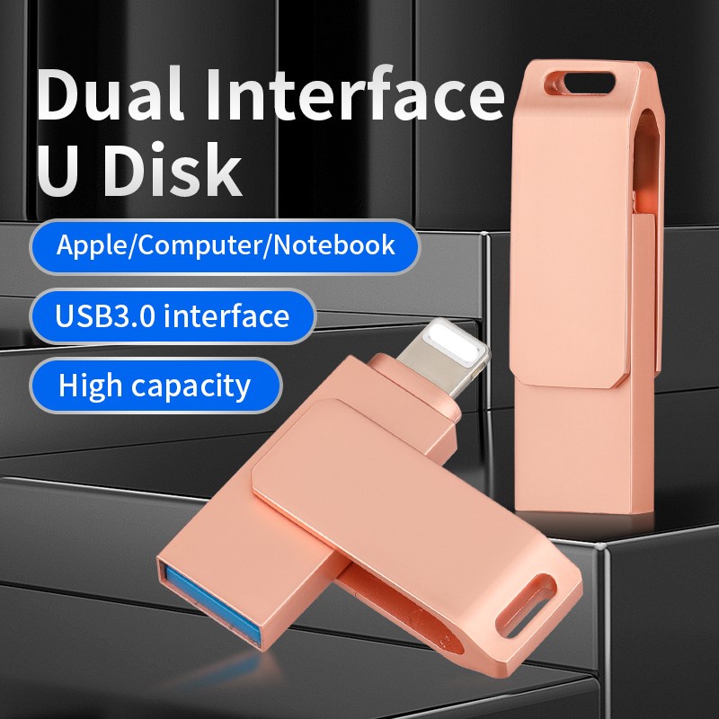 Flashdisk Usb HP 1TB Flashdisk Usb 2in1 Metal Otg Flashdisk Dual Slot U Disk Untuk iPhone Perangkat Penyimpanan Eksternal
