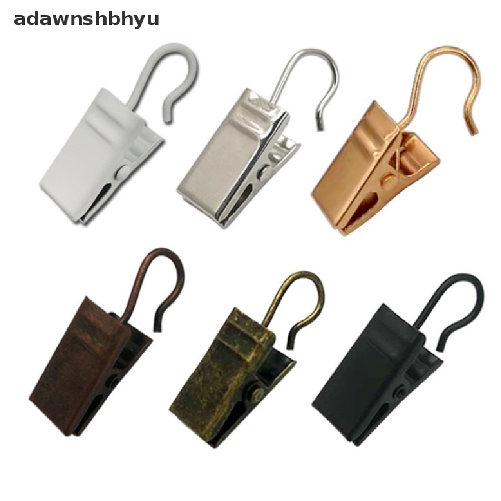 Adawnshbhyu 10pcs Klip Tirai Logam Kuat Kokoh Shower Hooks Aksesoris Tirai ID