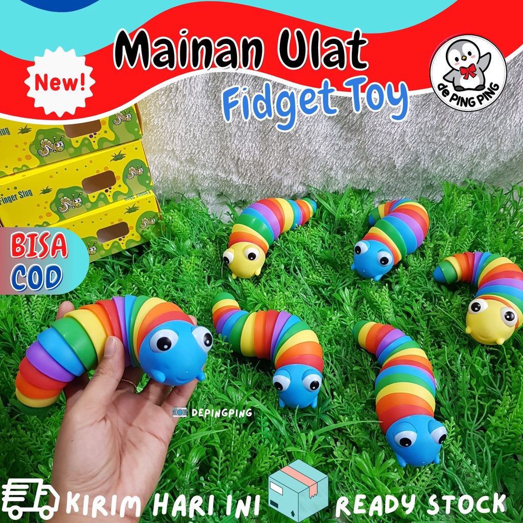 Mainan Fidget ULAT slug toys mainan refleksi mainan penghilang stress mainan ulat sensory play/ Ulat