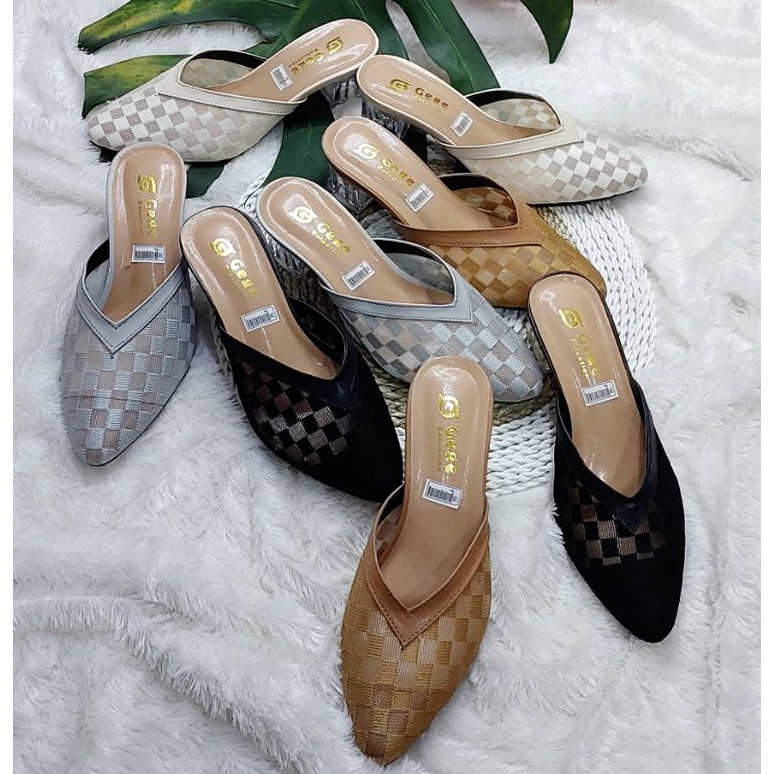 Sandal Jala Kotak Hak Kaca 5cm