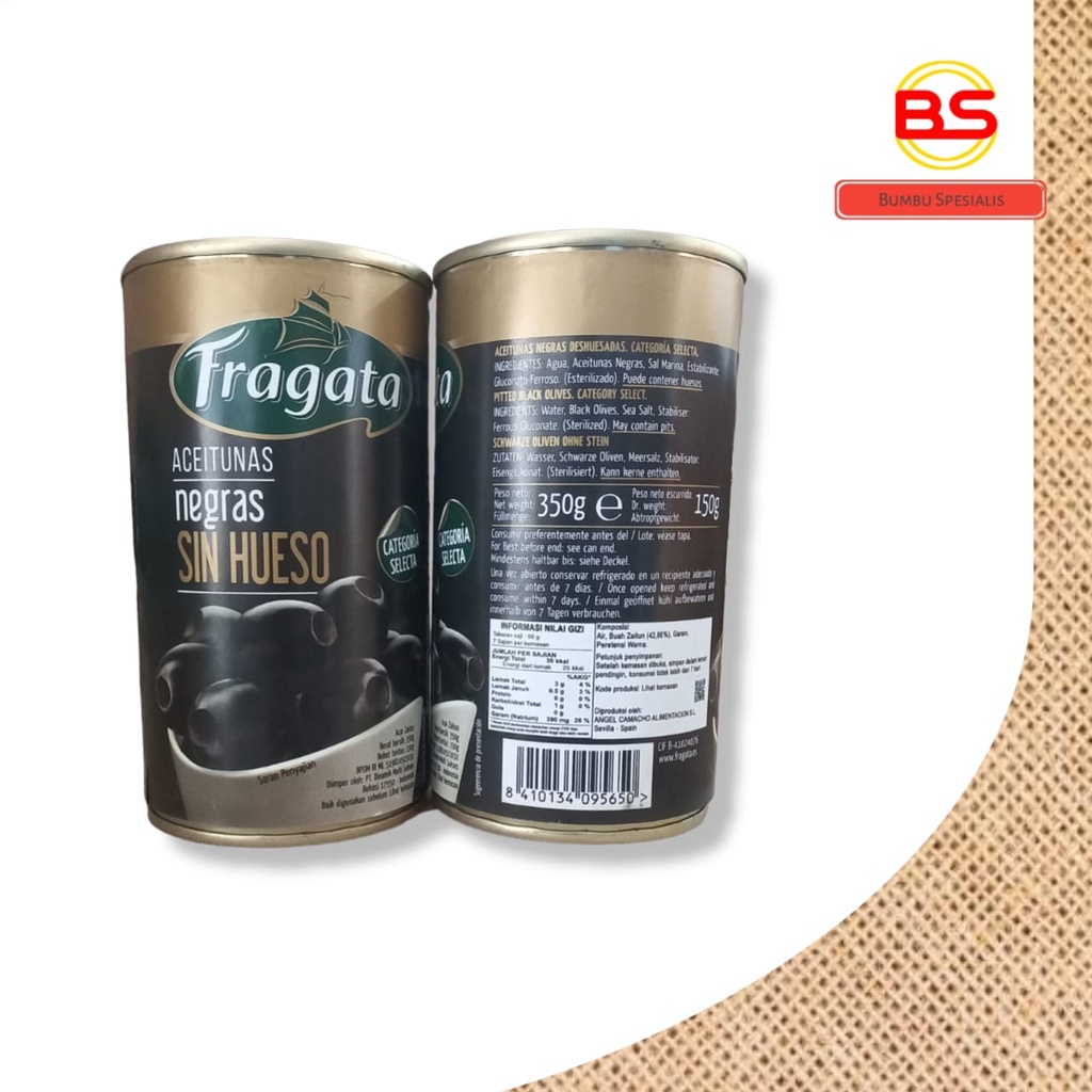 Fragata Spainsh Olives Pitted Black / Acar Zaitun Hitam 350 gr