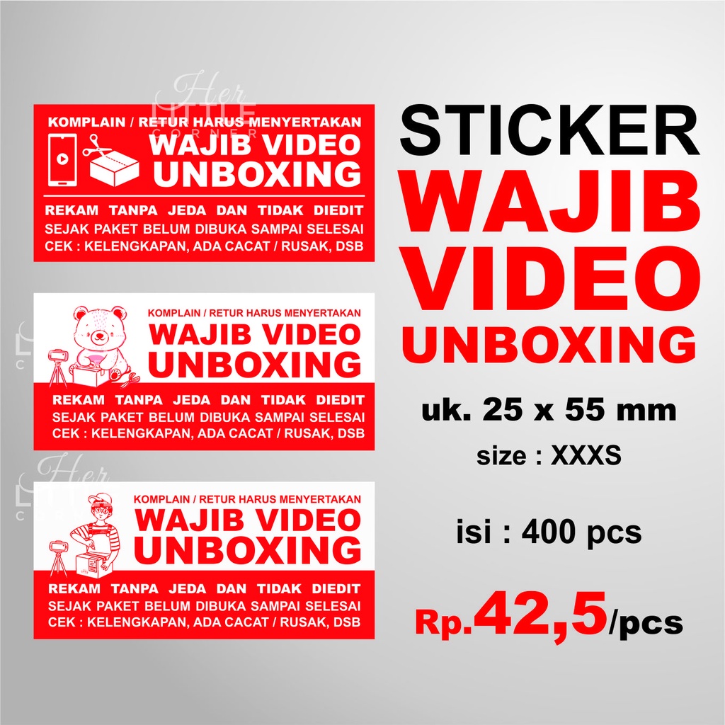 

STICKER WAJIB VIDEO UNBOXING - ukuran 25 x 55 mm (XXXS) isi 400