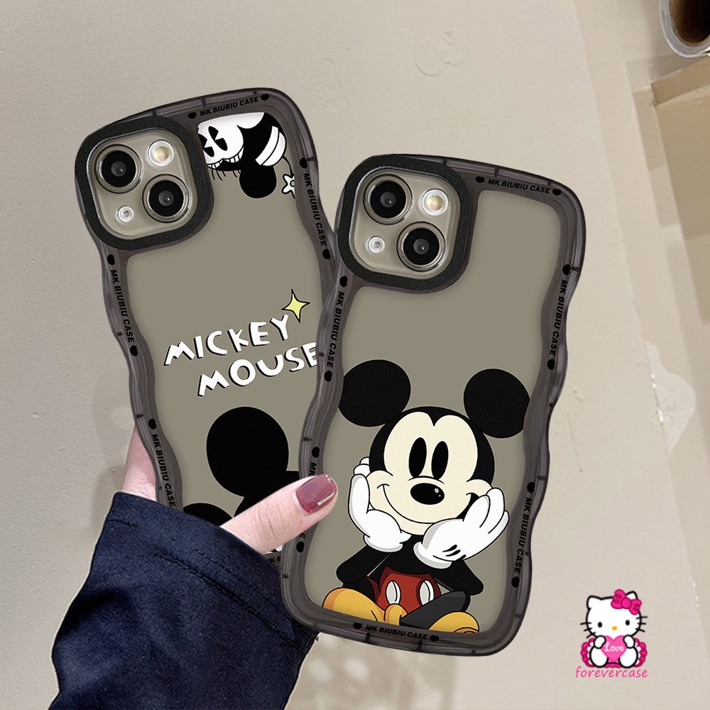 Case Kartun Disney Mickey Mouse OPPO A17K A95 A12 A55 A57 A17 A5s A5 A9 A74 A16s A3s A54 A96 A76 A15 A16 A77 A7 A16K A1k A77s A53 A52 Reno 8 7 7Z 8Z 6 Couple Wavy Edge Soft Sarung