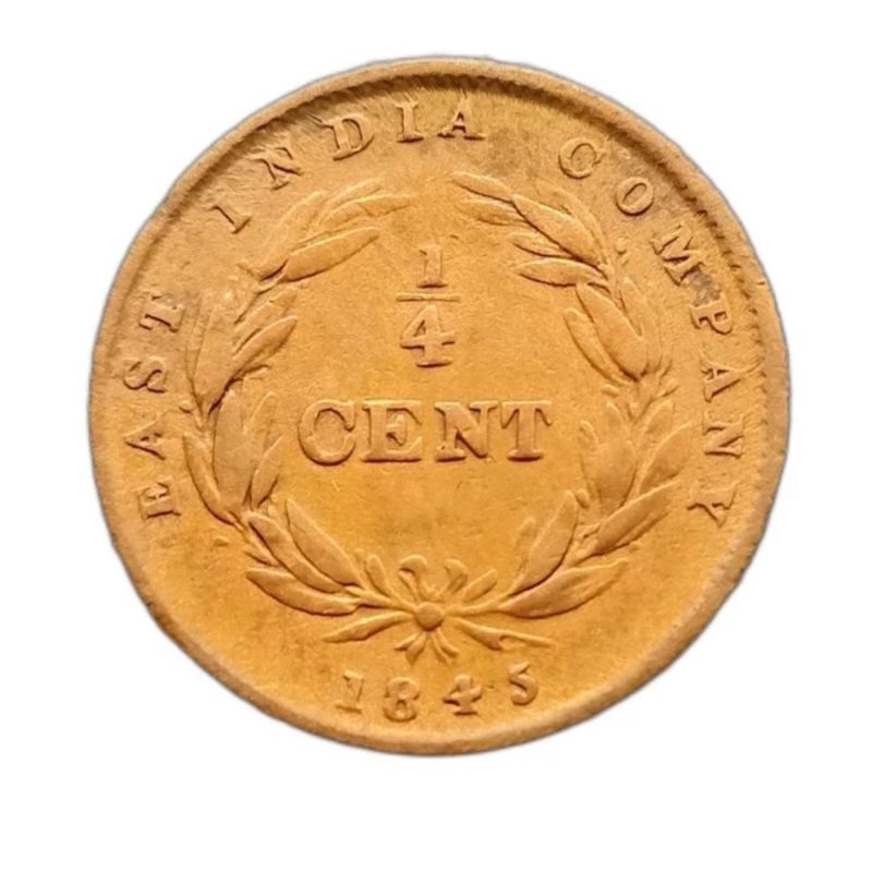 Koin Koleksi 1/4 Cent East India Company 1845 Langka