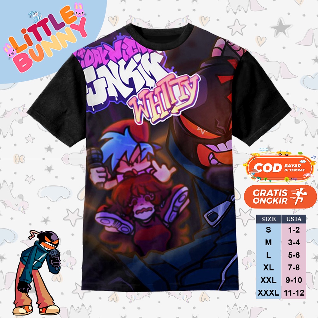 KAOS ANAK KARAKTER 3D WHITTY FNF FUNKIN ART 11 BAJU KAOS ANAK FNF - LITTLE BUNNY