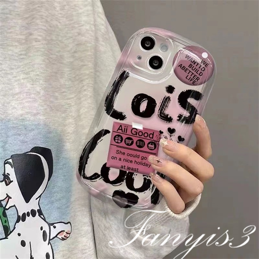 Compatible For IPhone 14 13 12 11 Pro Max X XR Xs Max 8 7 Plus SE 2020 Kompatibel Untuk Ins Huruf Inggris Graffiti Phone Case Bening TPU Lembut Cover Pelindung