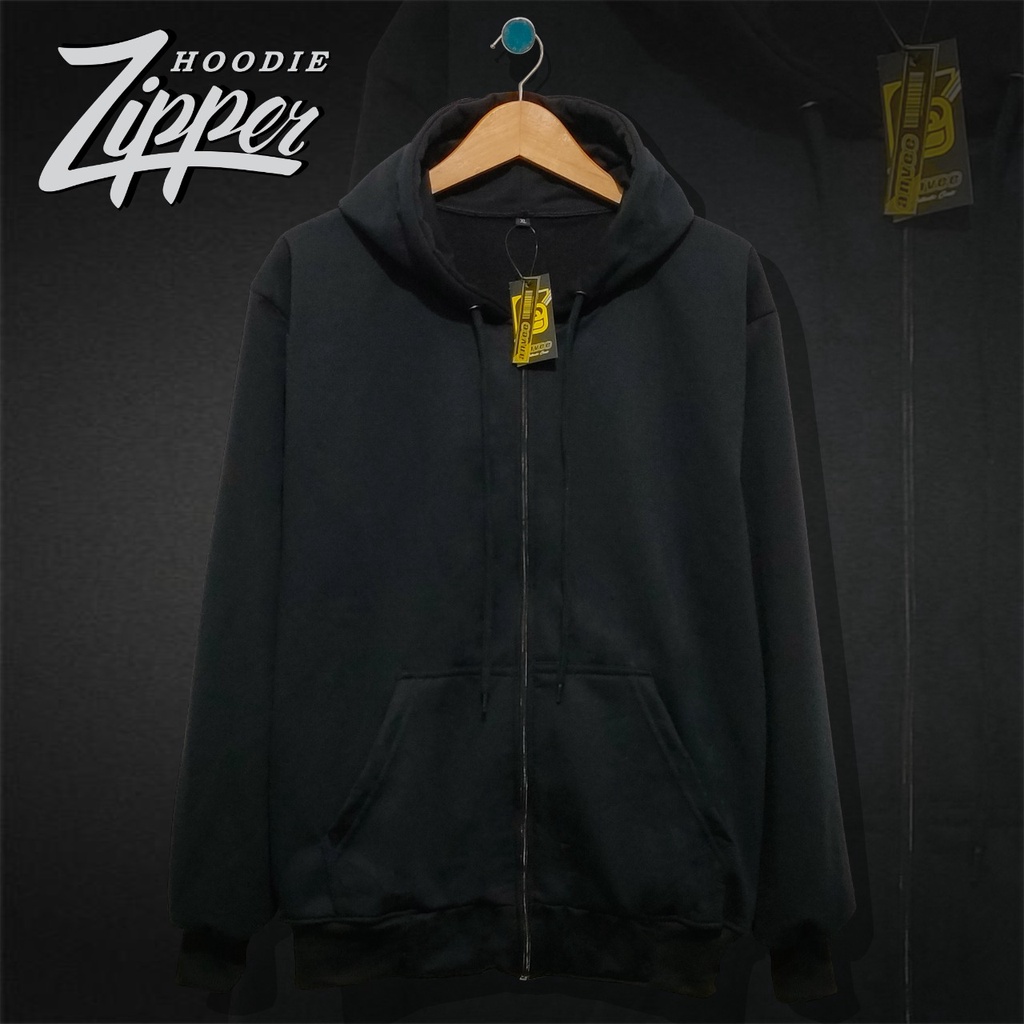 Hoodie Zipper Hitam Polos Hoodie Full Zip Hitam Hoodie Resleting Hitam