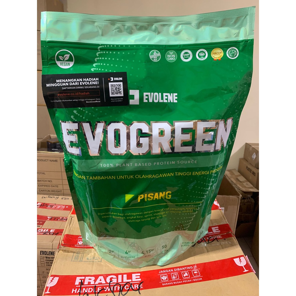 Evogreen 50 serv Evo Green Vegan Plant Whey Protein BPOM HALAL
