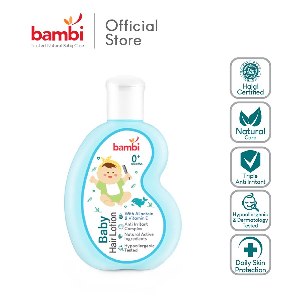 Bambi Baby Hair Lotion With Allantoin &amp; Vit. E 100ml | Vitamin Minyak Rambut Bayi