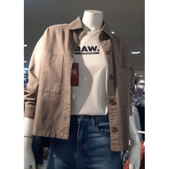 jacket wanita model kemeja outer logo jeans original new arrival