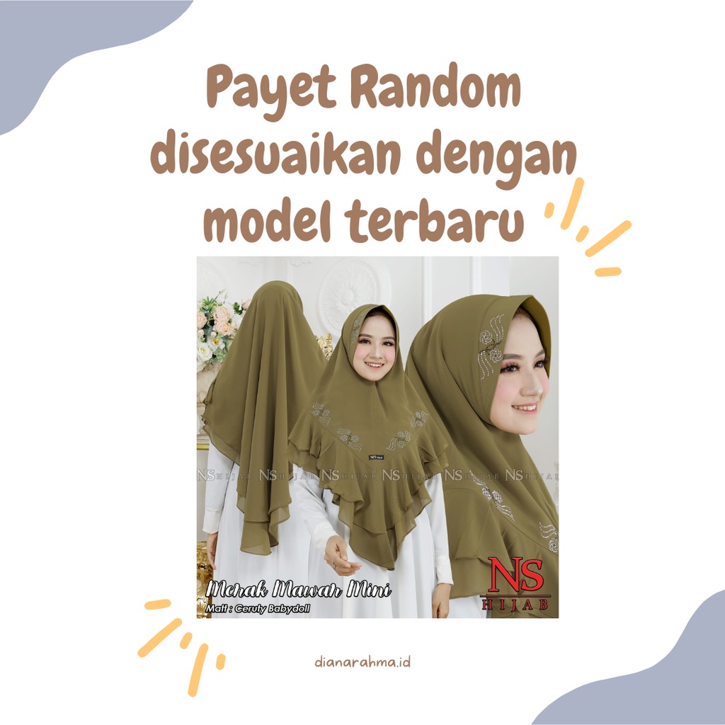 Recommended Jilbab Hijab Khimar Syar'I Ceruty Babydoll 2 Layer Rempel Payet Ori Ns