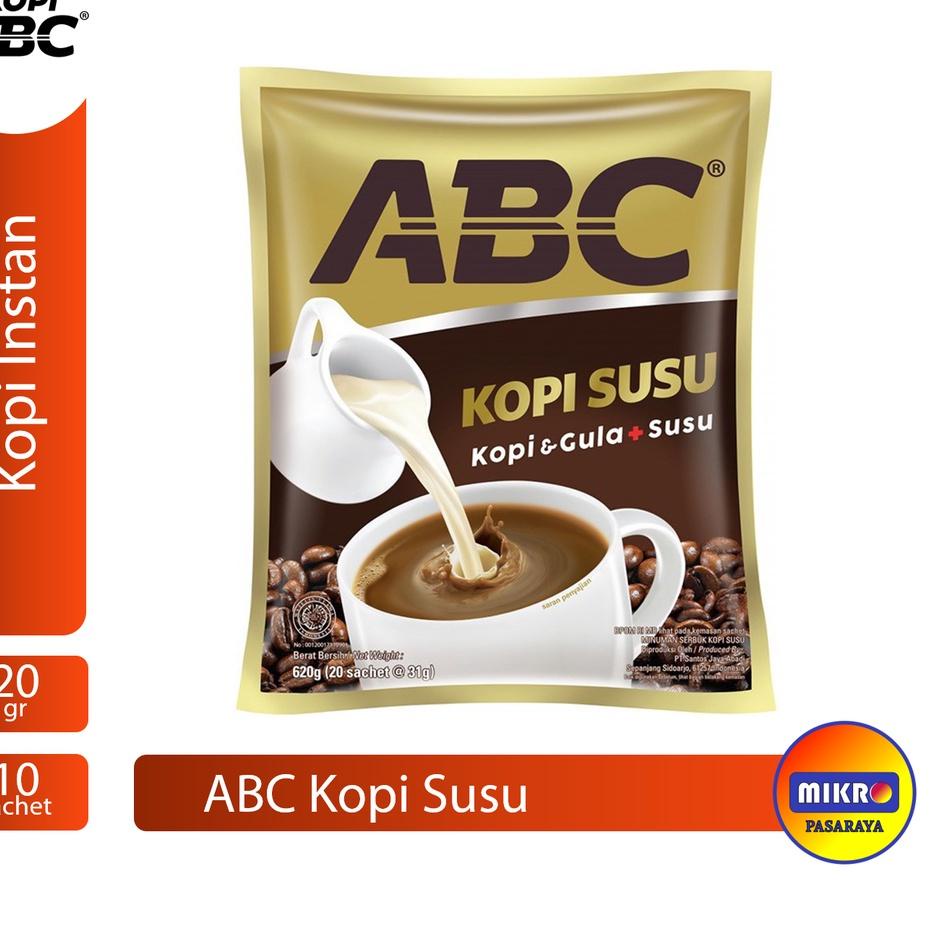 

♠ [PROMO GROSIR] ABC Kopi Susu Instant Kopi Gula Susu [31 gr/ 10 sachet] 1 renceng