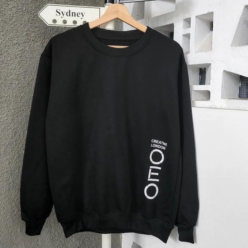 Sweatshirt Motif Tulisan OEO Basic Cewek Cowok Gaya Casual Simple