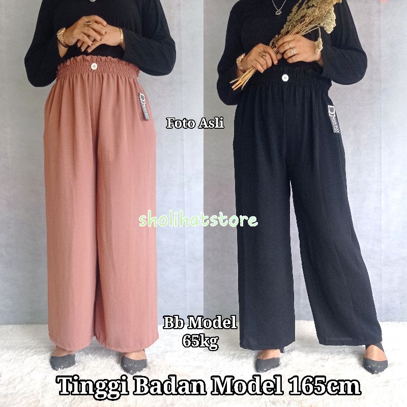 KULOT CRINKLE AIRFLOW PREMIUM MODEL KANCING ALL SIZE MAKSIMAL BB 80KG / CELANA PANJANG POLOS WANITA PINGGANG KARET BAHAN KRINGKEL SIZE XXL / KULOT CRINKLE HIGH WAIST HW KANCING PANJANG CELANA 95CM 100CM / DAILY CULLOTE CRINCLE AIR FLOW / SHOLIHATSTORE