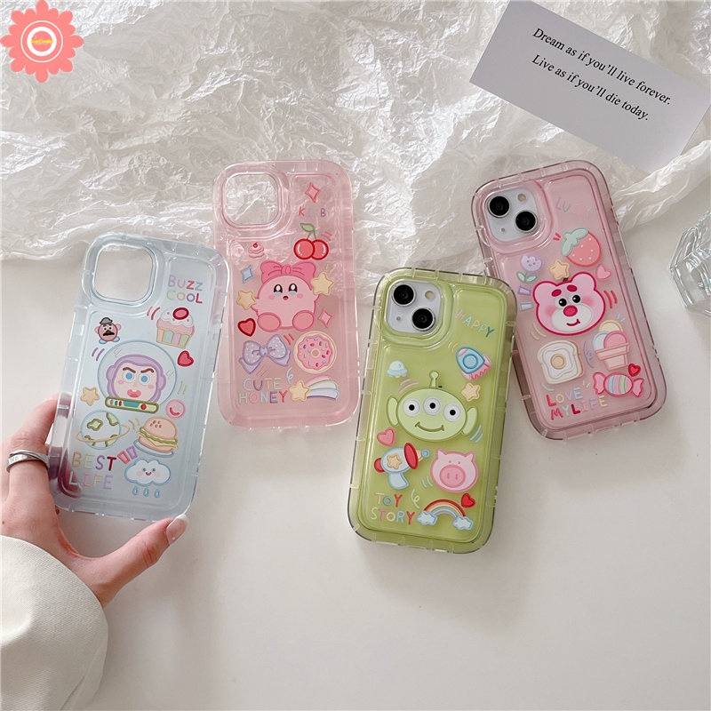 IPHONE Cute Toy Story Alien Buzz Lightyear Phone Case Kompatibel Untuk Iphone11 13 12 Pro MAX 14xr 7plus 78 6 6S Plus X XS MAX Shockproof Airbag Kartun Stiker Transparan Soft Cover