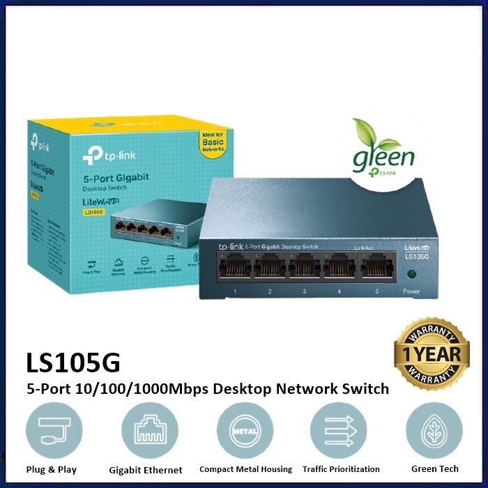 TP-Link LS105G 5 Port Gigabit Metal Case Switch Hub Tplink SG 105G