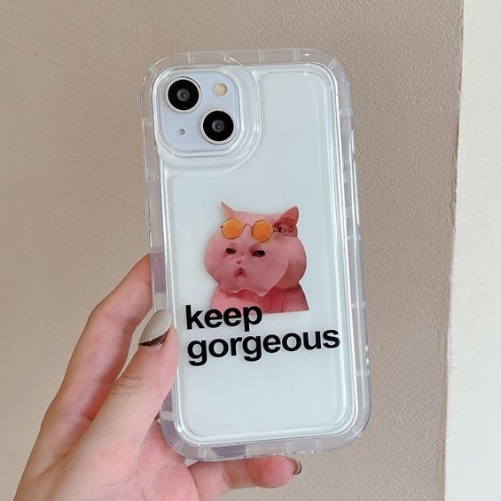 IPHONE Casing Ponsel Lembut Kucing Gemuk Kompatibel Untuk Iphone14 13 12 11 Pro XS Max X XR 78 6 6S Plus Casing Transparan Shockproof TPU Cover