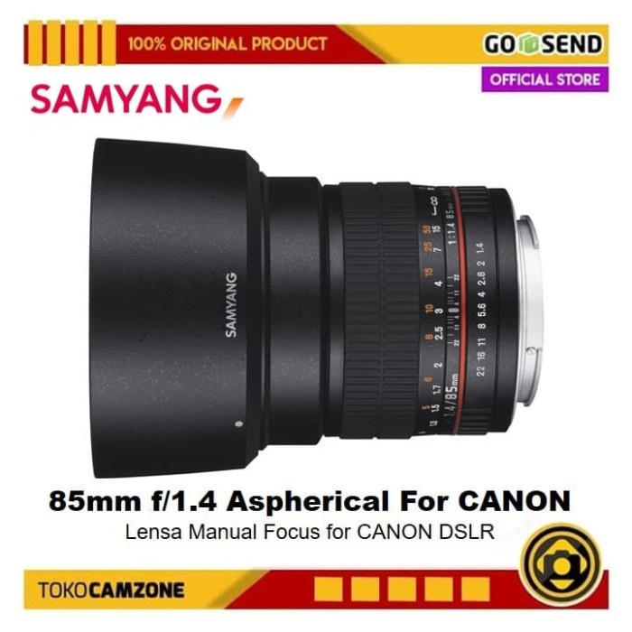 Samyang 85mm f/1.4 Aspherical Lensa Manual Focus for Canon EF Mount