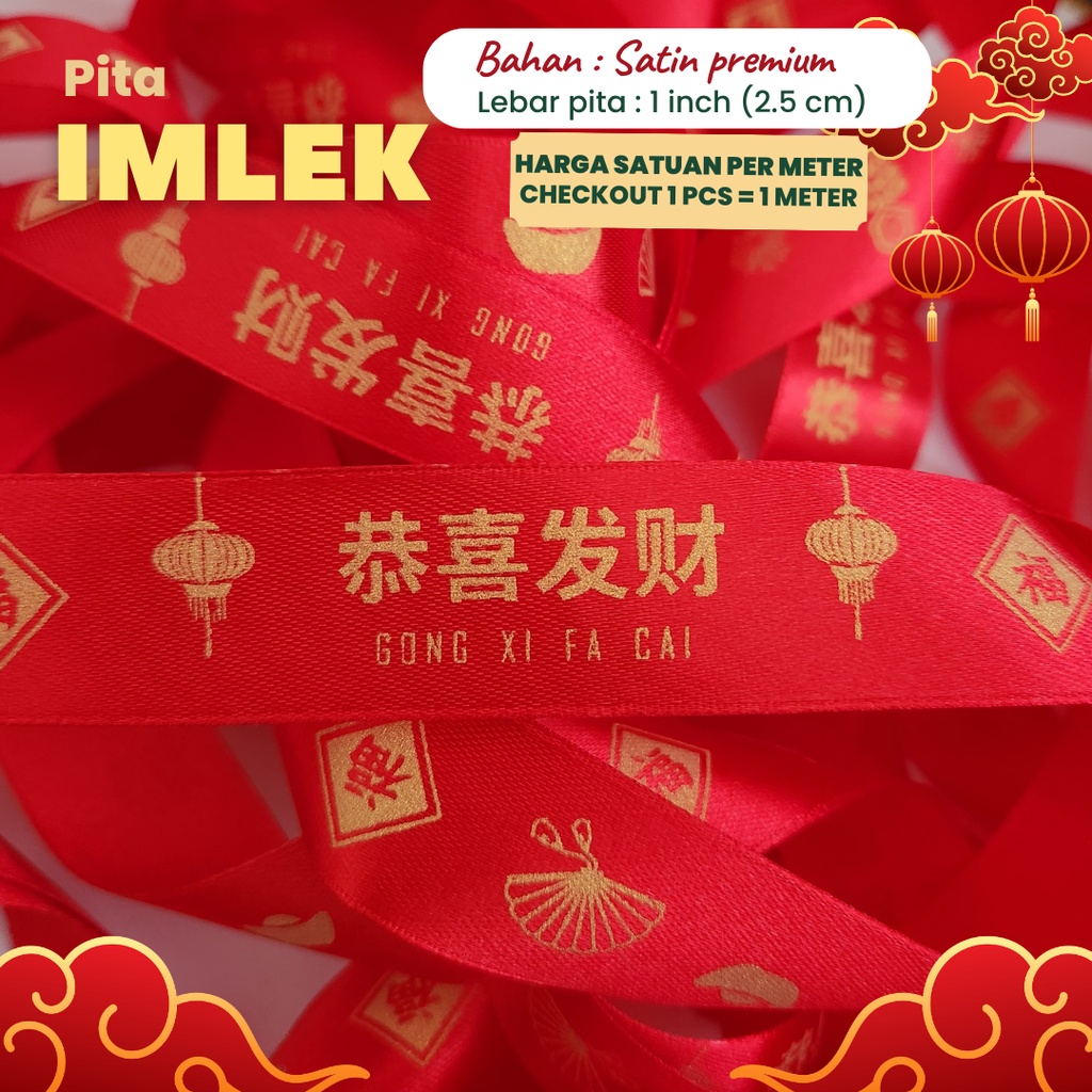 

Pita Satin Imlek 1 inch Merah / Pita Kado Chinese New Year Pembungkus Hampers Per Meter by Soogan