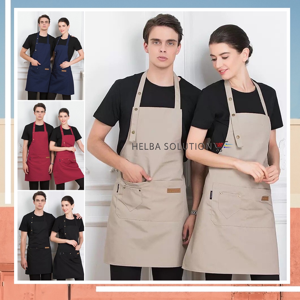 Celemek Masak APRON Barista Chef Koki Waiters Bartender Clemek Dapur Pria Wanita Anti Air Korean Style