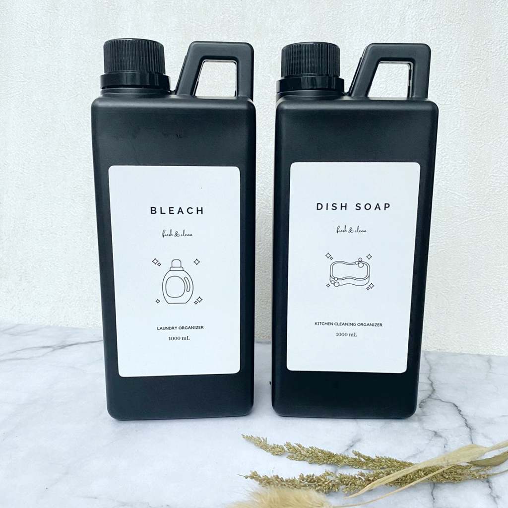 Refill Botol Sabun Jerigen Hitam Jerrycan Laundry Minimalis 1 Liter - Stiker Gambar