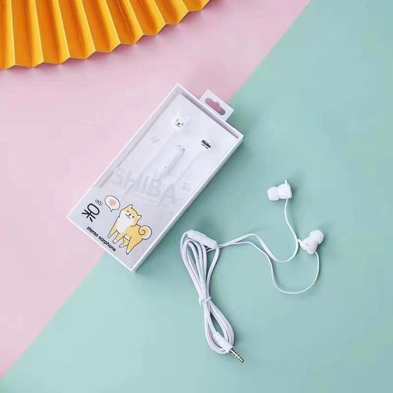 [ XY 29 ] Headset Earphone motif  SHIBA animasi little DOG seri XY-29 Earphone Lucu Unik Imut so cute in ear