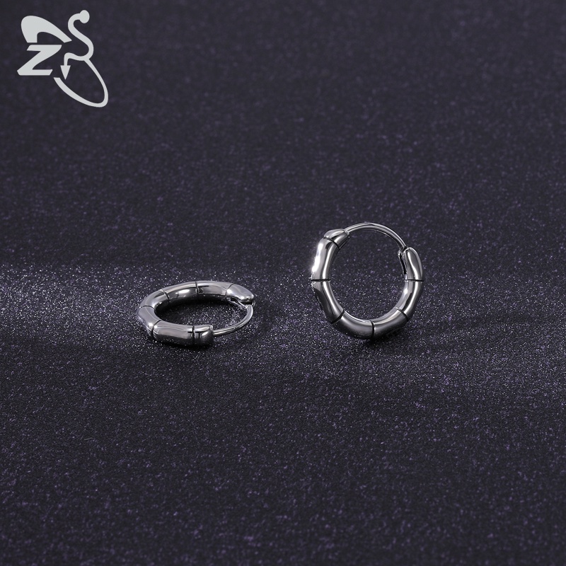 1pasang Anting Hoop Punk Stainless Steel Tengkorak Bulat Anting Cross Bunga Mawar Cricle Earrings Korea Anting Bulu