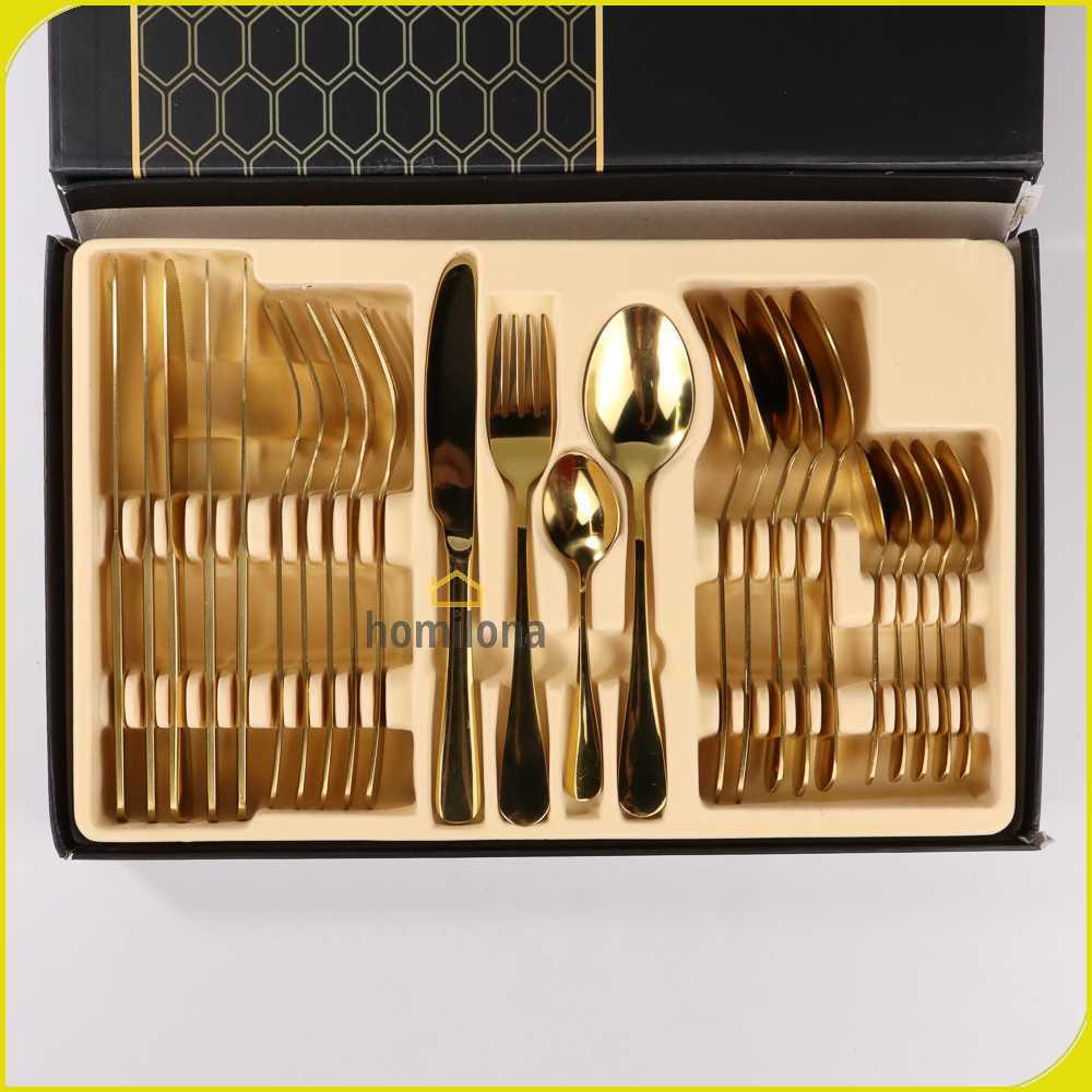 TaffHOME Set Perlengkapan Makan Sendok Garpu Pisau Cutlery 24 PCS - TW824