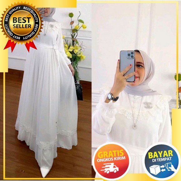 Layla Dress Cringkle Premium Mix Bordir Baju Gaun Kondangan Wanita Terbaru Dress Bordir Jumbo Model 