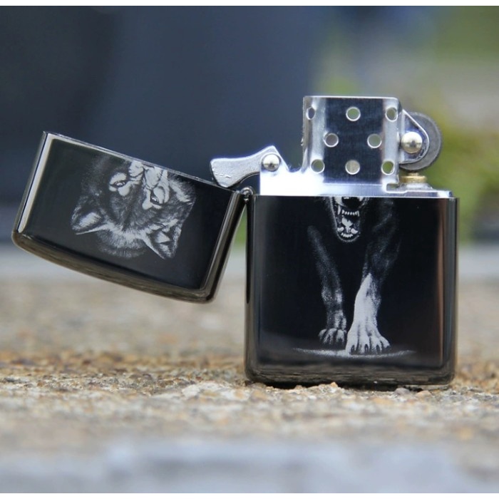 Korek Api Zippo Wolf Serigala Hitam Black Original Sound