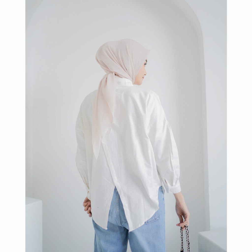 kemeja  wanita linen Oversize Nelka Shirt Linen Polos M L XL