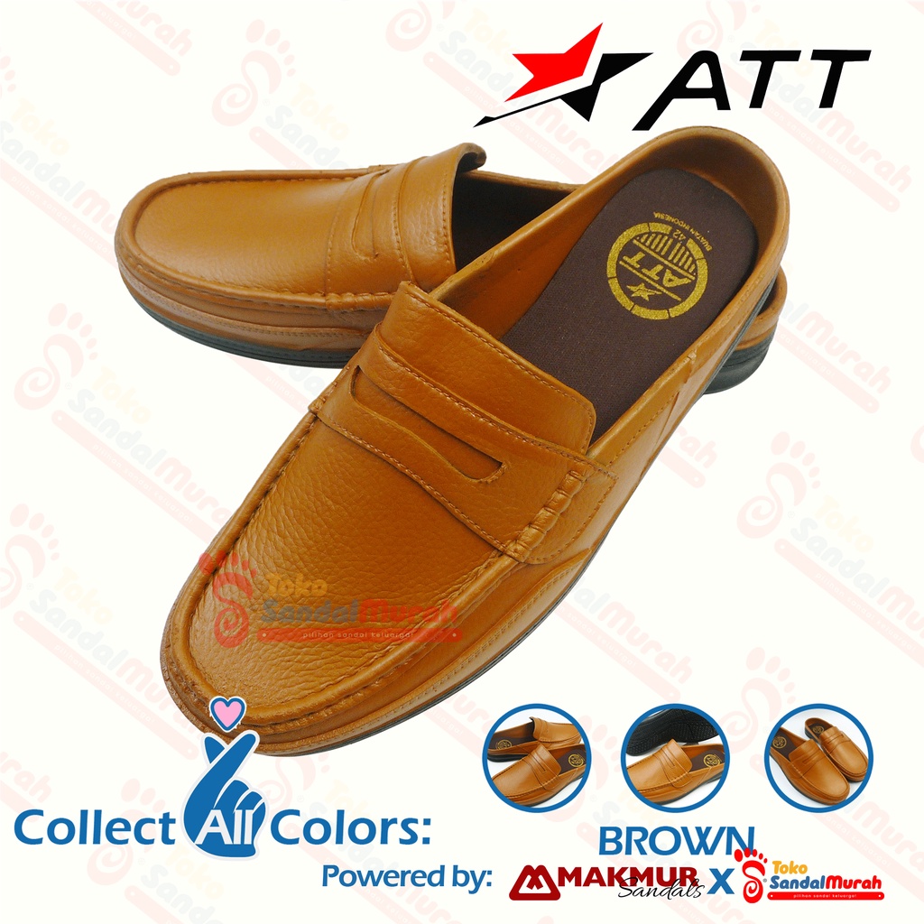 Toko Sendal Murah - Sepatu Bustong Pria Warna Coklat Muda Uk 39 - 42 / Sepatu Kerja Simple Murah Anti Slip / Sepatu Karet Tutong Slop Pria / Sepatu Pria Semi Formal / Sepatu Casual Slip On Pria Mules [Toko Sendal Murah M 05 ABK 550 CM]