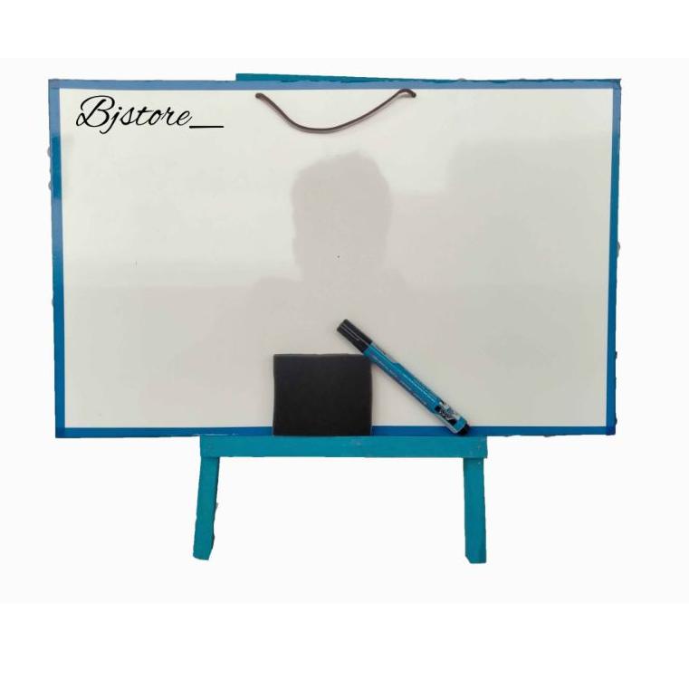 

[O-M8M ✉] Papan Tulis / Whiteboard Anak ( FREE SPIDOL + PENGHAPUS ) dengan Penyanggah kayu Ukuran 30x50 cm-amanah