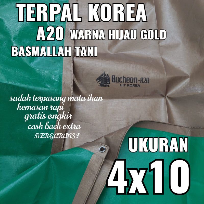 Terpal KOREA A20 Warna Hijau Gold ukuran 4x10 meter merk TRECK