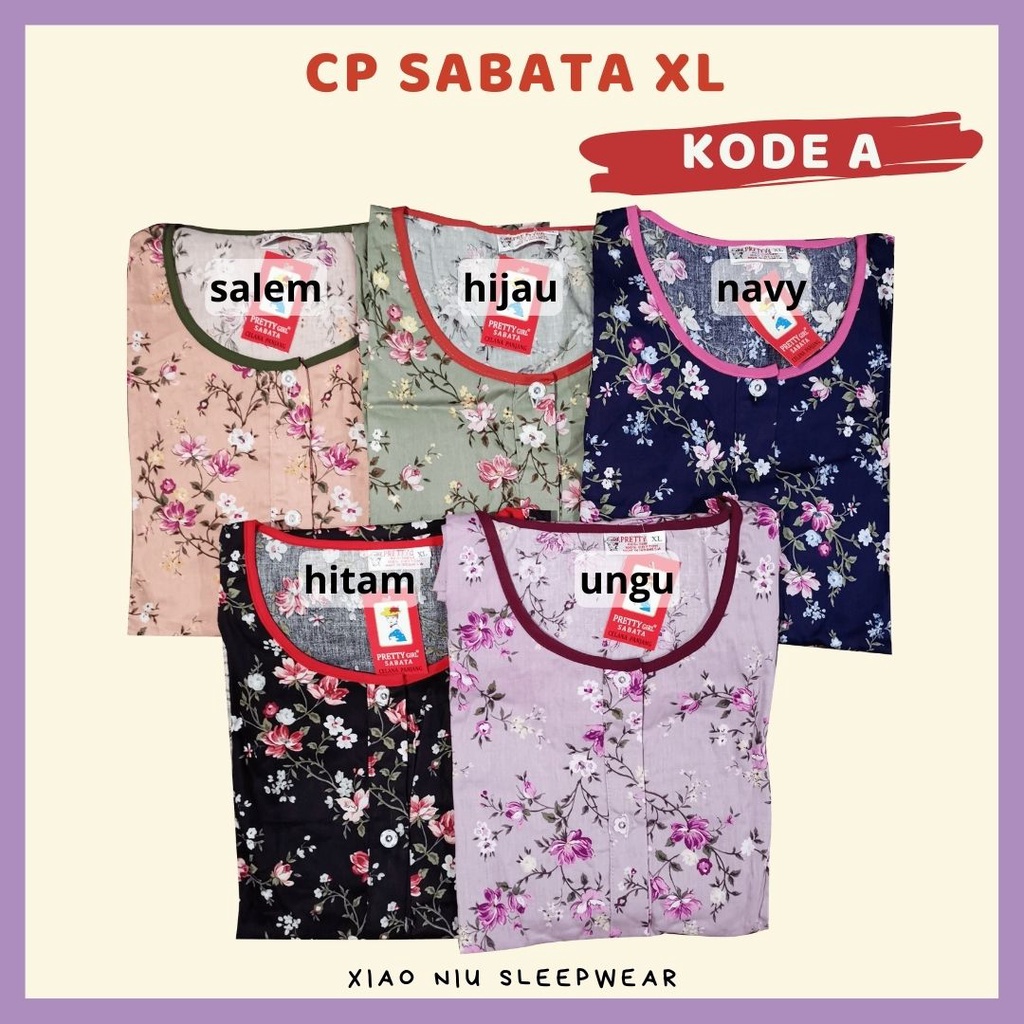 Setelan Panjang Baju Tidur Katun Jepang Sabata Pretty Girl XL LD 124 / Piyama Busui