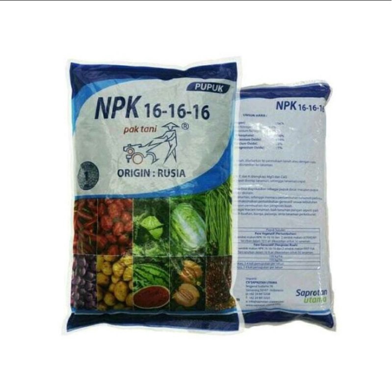 NPK 161616 Pak Tani - Pupuk NPK 161616 Pak Tani ORIGIN:RUSIA Kemasan pabrik isi ( 1 KG )