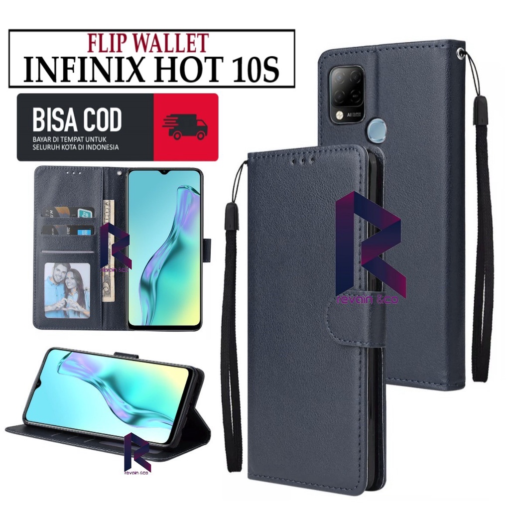 CASE INFINIX HOT 10S FLIP WALLET LEATHER KULIT PREMIUM SARUNG BUKA TUTUP KESING HP FLIP CASE INFINIX HOT 10S