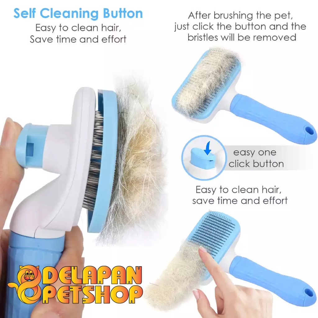 Premium Quality Self Cleaning Pet Brush / Sisir Tombol Kucing Anjing