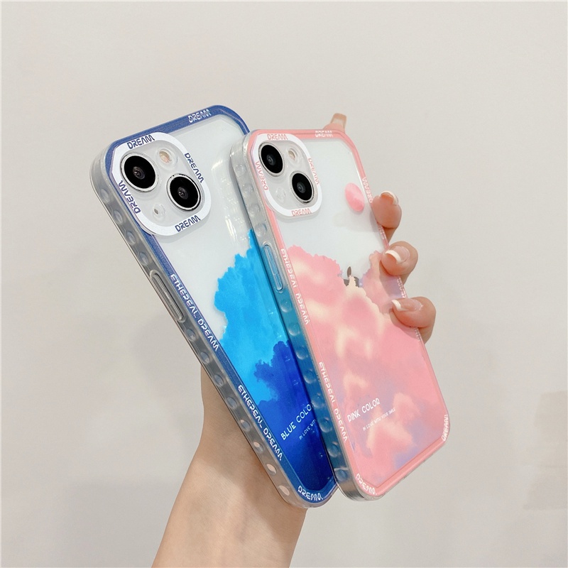 IPHONE Casing Ponsel Motif Awan Hutan Gunung Bening Untuk Iphone7 8 Plus11 12 13 Pro Max X XS Max XR SE2020 Cover Case Transparan