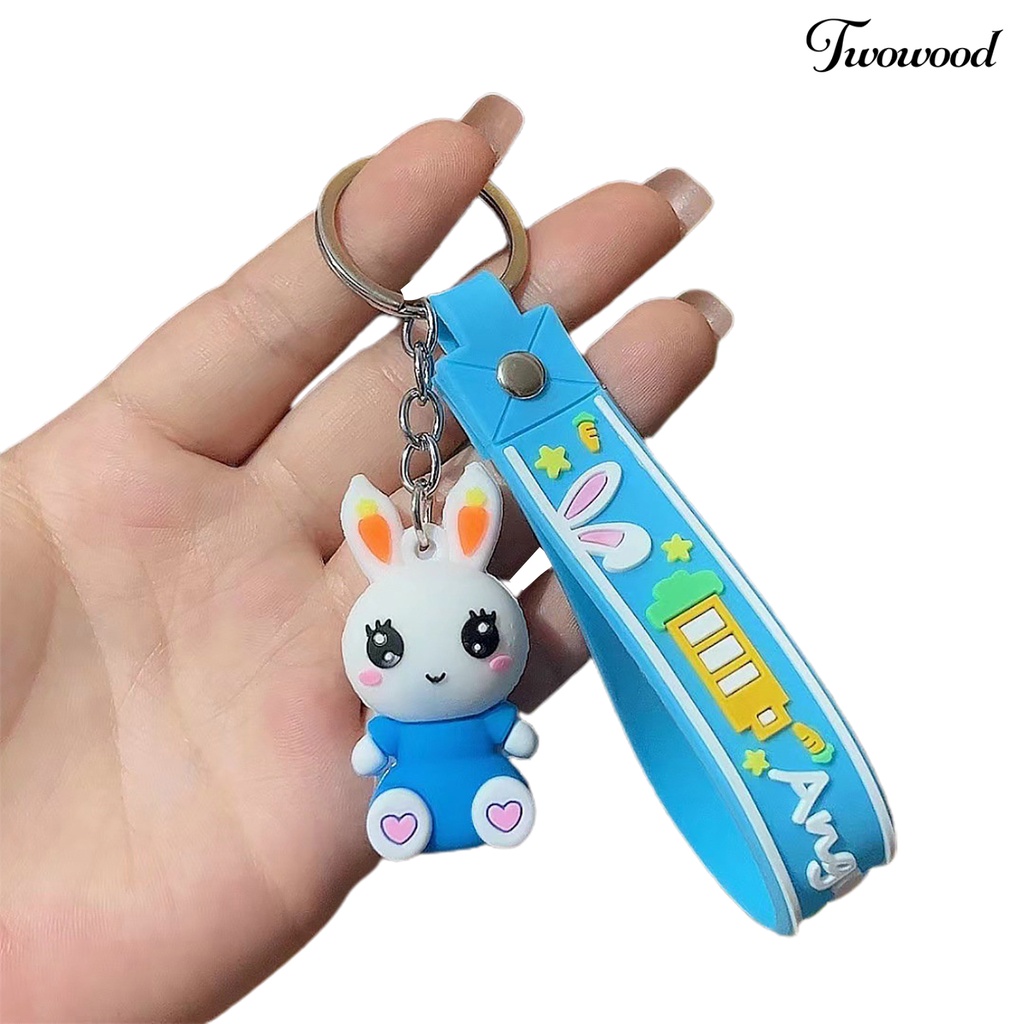 Twowood Key Pendant Good-looking Kartun Indah Hias Aplikasi Lebar Menghias Warna Hidup DIY Boneka Tiga Dimensi Bunny Keychain Untuk Ransel