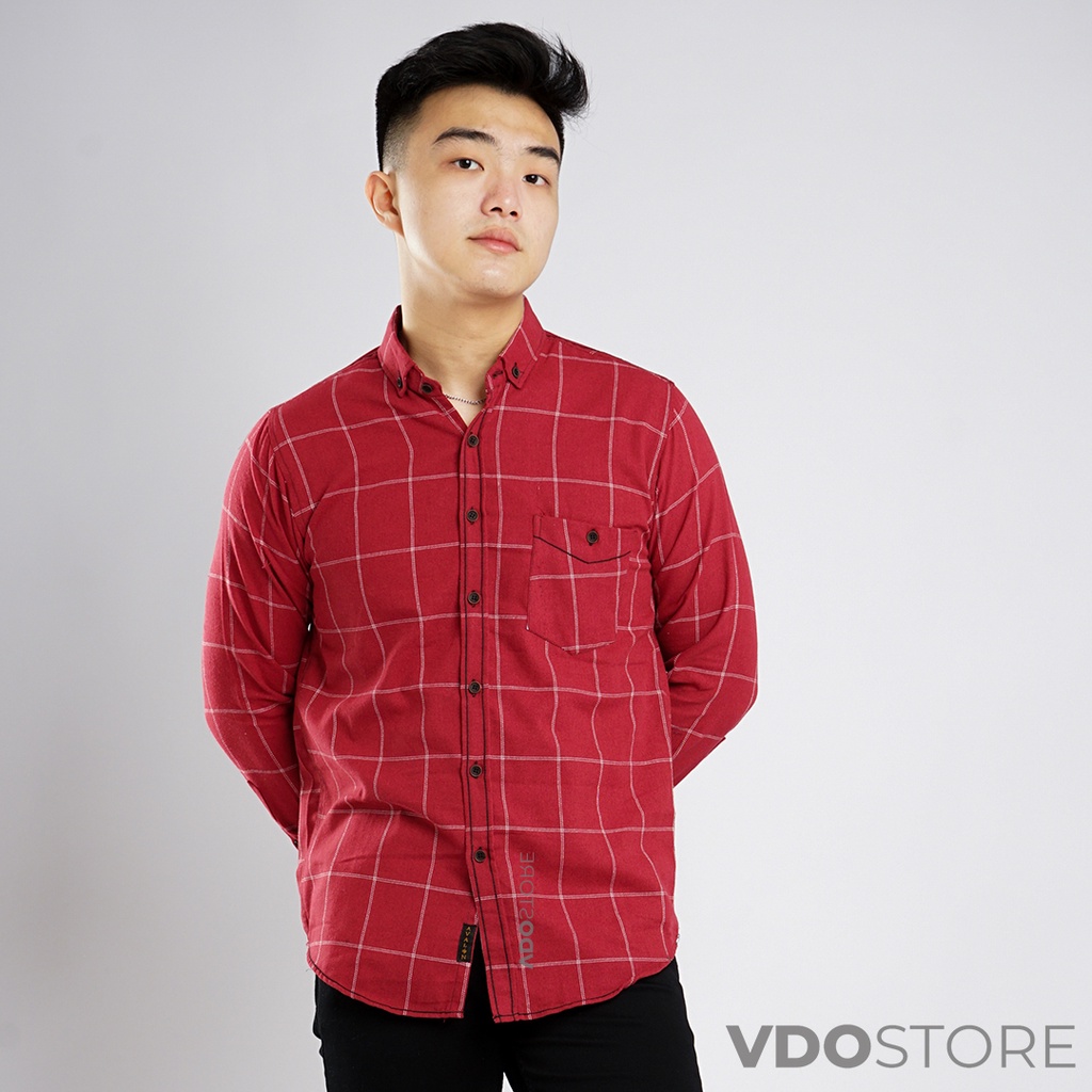 KEMEJA FLANEL PRIA 06B CASUAL MAROON - M L XL - KEMEJA LENGAN PANJANG VDOSTORE DEWASA BAJU FLANNEL TANGAN PANJANG HITAM NAVY ABU MOTIF KEMEJA MERAH COWOK MURAH DEWASA SANTAI TEBAL KUALITAS IMPORT BAJU CATUR PANEL FANEL