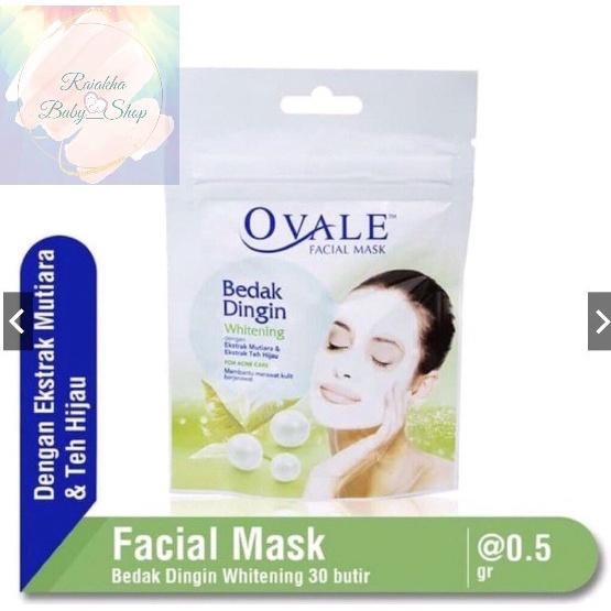 Ovale Bedak Dingin Whitening Mutiara  dan Teh Hijau Pouch 30 Butir