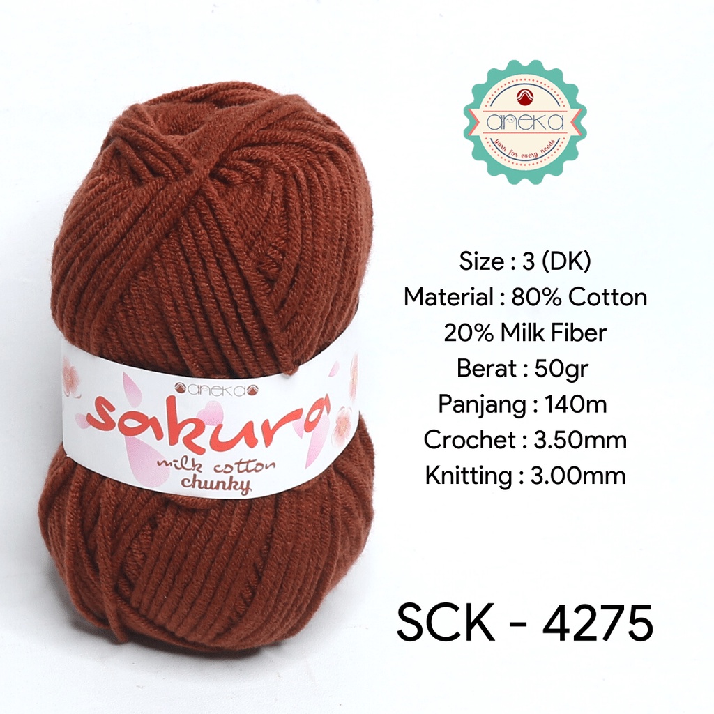 Benang Rajut Katun Susu Sakura Milk Cotton Chunky - 4275