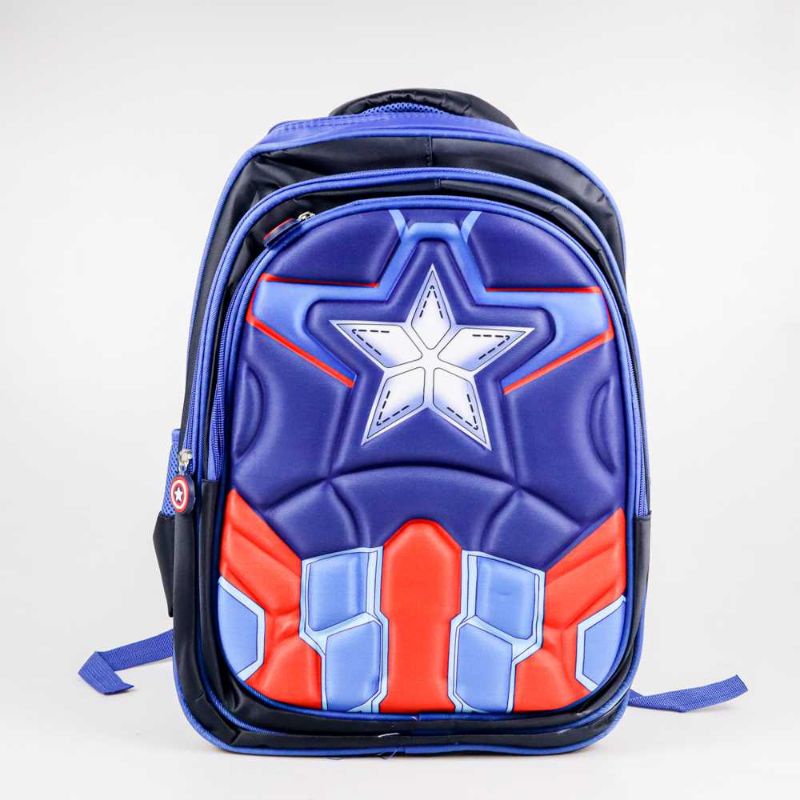 JINMA HONGJIA Tas Sekolah Anak Karakter Kartun Captain America - KKH001 Biru Blue size L