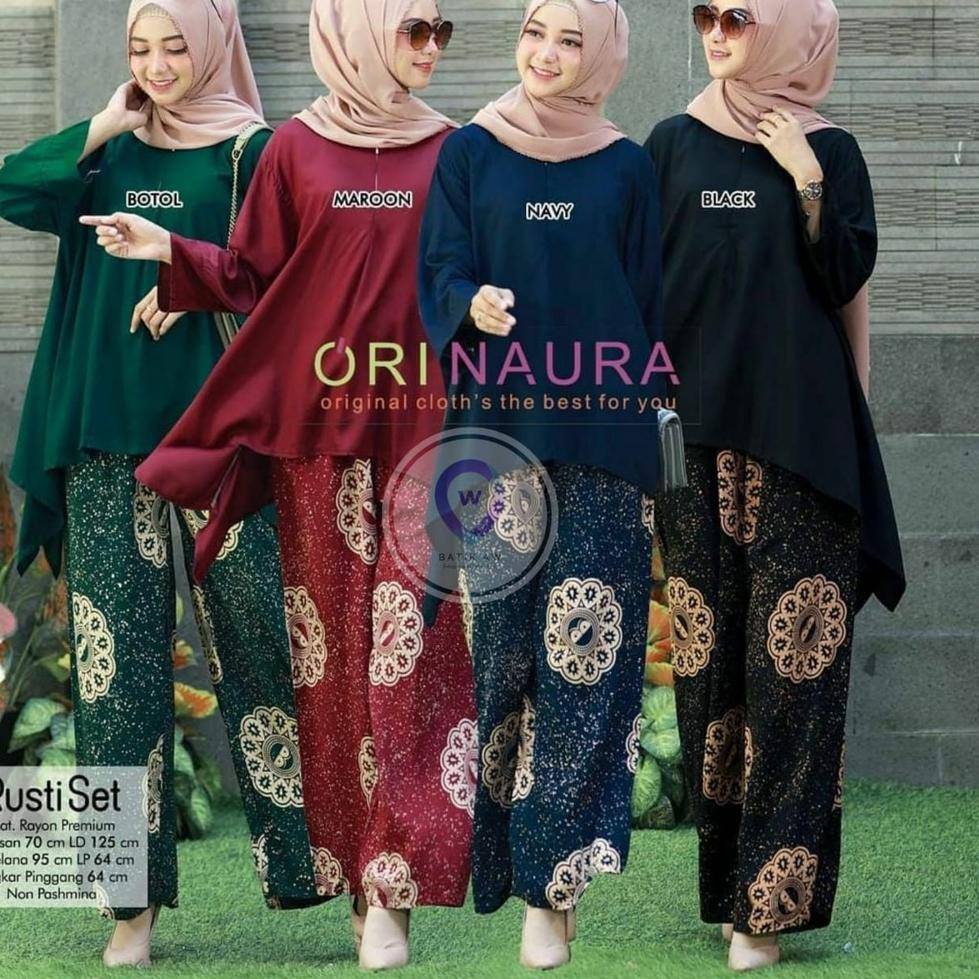 Daster Setelan Jumbo | One Set Tie Dye Waka Motif Batu Bolong Ori Naura Rena Set Wanita Dewasa Jumbo