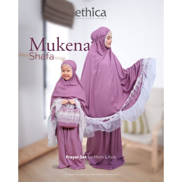 Mukena Couple Shafa Ungu by ethica/ Mukena couple ibu dan anak/ Mukena terbaru 2023